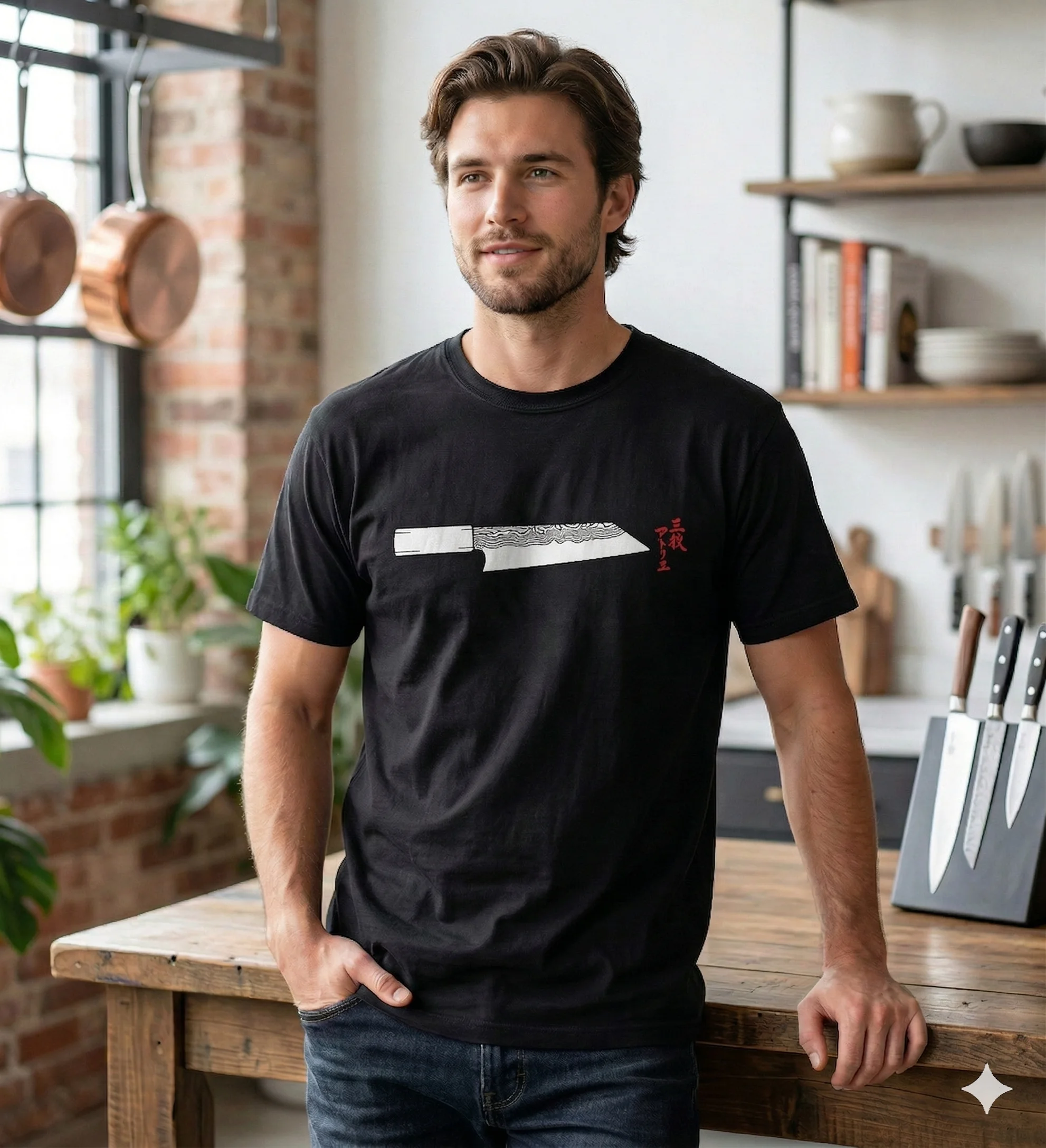 Japanese kiritsuke chef knife t-shirt by San Mai Atelier